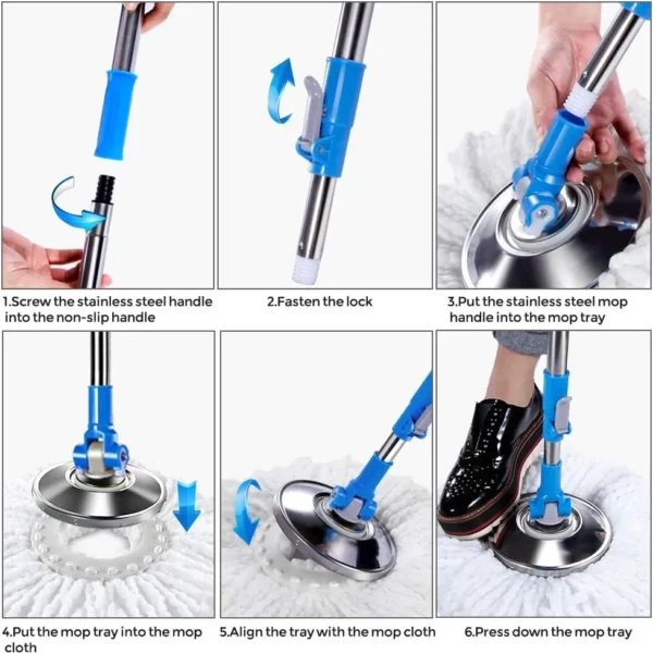 Mini Spin Mop 360 and Bucket System, Detachable Spinning Basket and Easy Wring - Image 3
