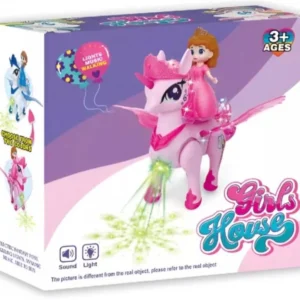 Girl House Dancing Walking Princess, Musical 360 Degree Rotating with Flashing Lights and Music Sound Toys for Kids.
