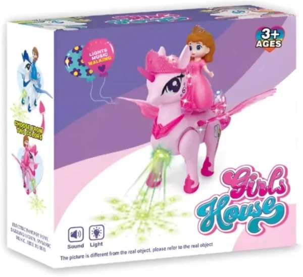 Girl House Dancing Walking Princess, Musical 360 Degree Rotating with Flashing Lights and Music Sound Toys for Kids.