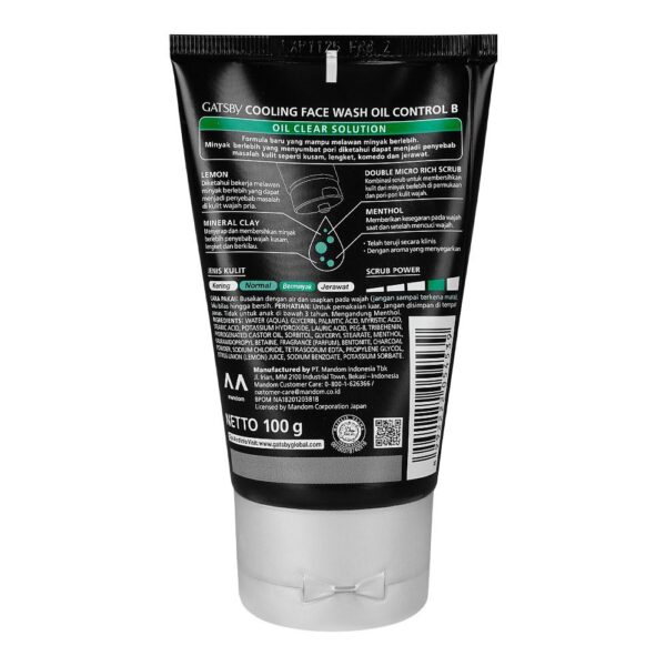 Gatsby Oil Clear Solution, Oil Control Cooling Face Wash 100 ml. - Image 3