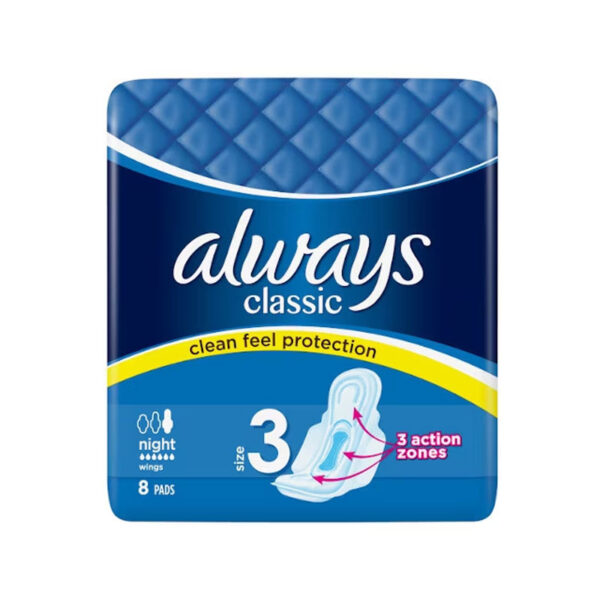 Always Maxi Classic night, pack contains 8 pads.