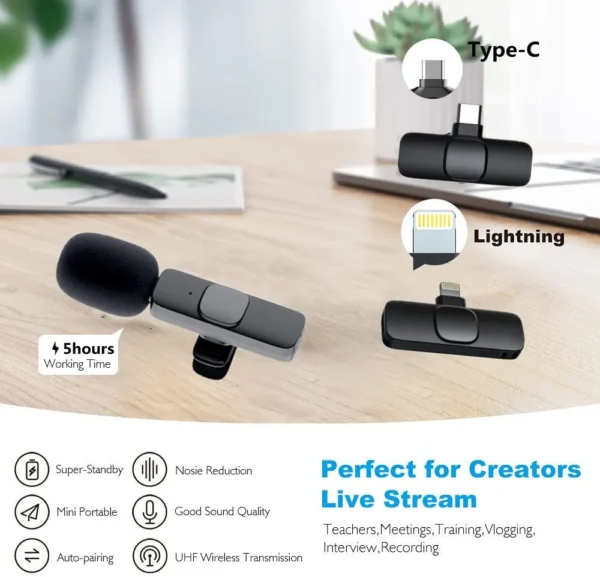 K9 Wireless Microphone For Mobile Type-c & Lightning - Image 2