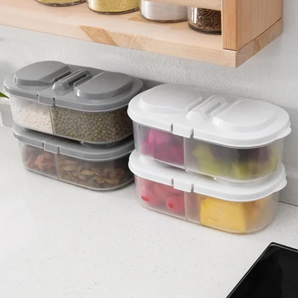 Splash Clear Double Compartment With Lid Food And Fruit Sealing Jar Multifunctional Kitchen Refrigerator Plastic Storage Storage Box: - Image 2