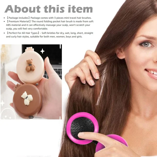 Mini Foldable Head Massager Cartoon Airbag Hair Comb Air Cushion Comb with Makeup Mirror Portable Hair Styling Tools - Image 2