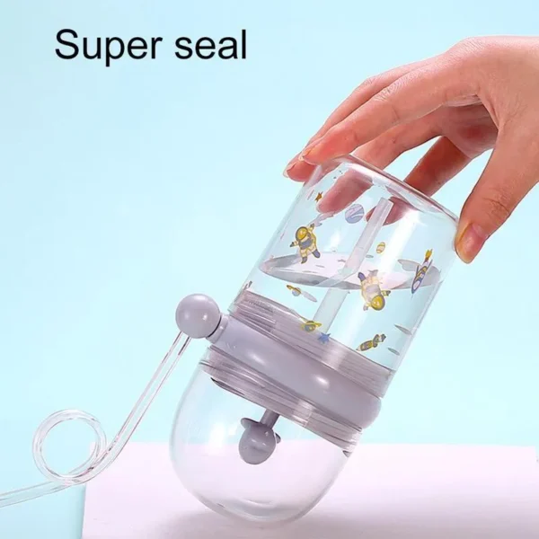 Water bottle Infant Cup with Straw Water, Whale Spray sippy Cup Portable Toddler Cups Summer Water Cup - Image 3