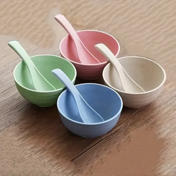 Pack of 4 - Kids Plastic Feeding Bowl with Spoon - For Toddlers - infants - Traveling - Printed & Plain