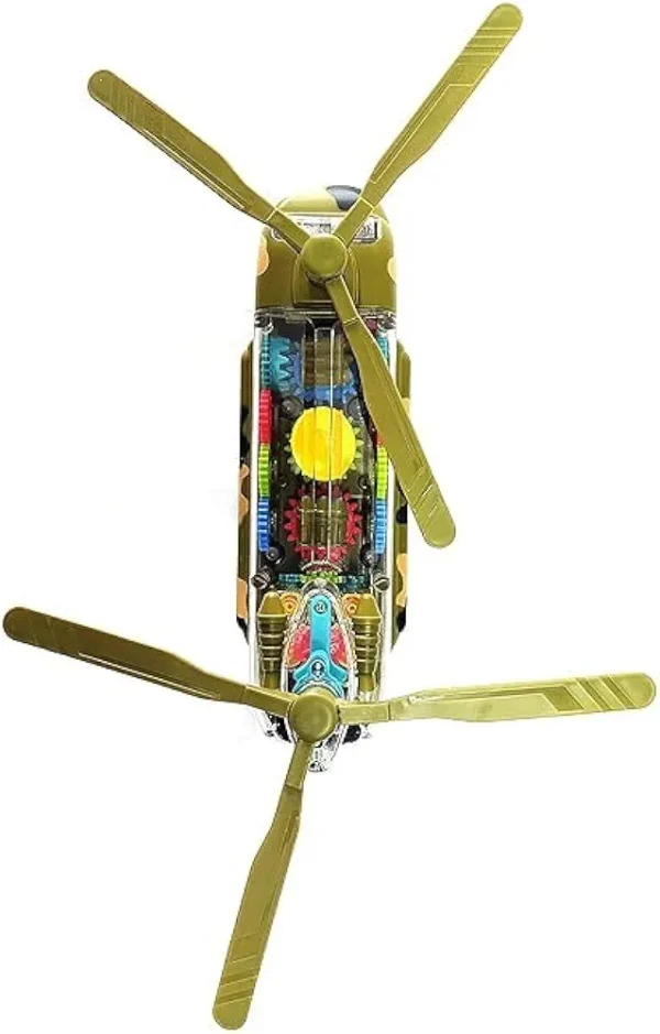 Battery Operated Transparent Gear, Transporter Helicopter Airplane Vehicle Toy for Kids, Boys And Girls with Lights, Music, Bump And Go Mode. - Image 4