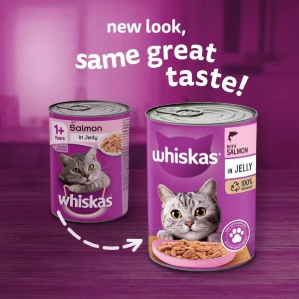 Whiskas Cat Food Jelly Tin, Salmon Flavor, Adult Cat, 400 g. - Image 3