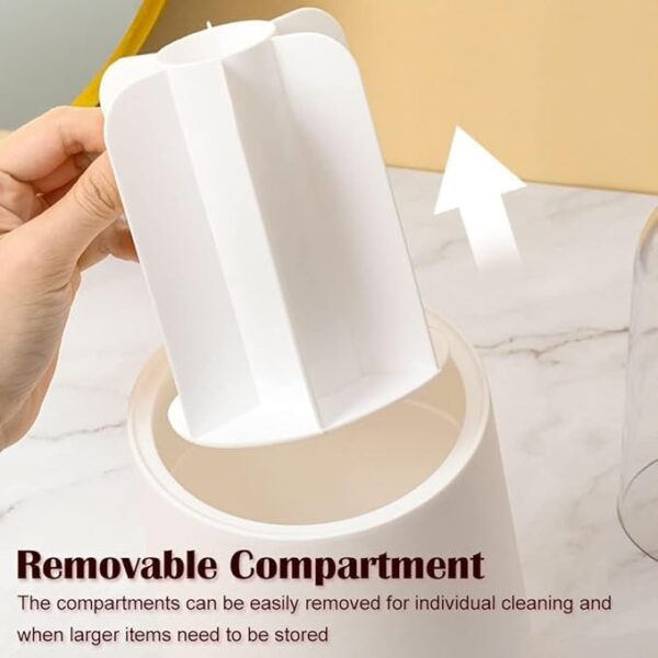 Makeup Brush holder with Transparent lid, Rotating Makeup organizers - Image 6