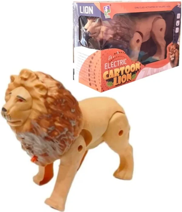Battery Operated Lion with Light Sound and Walk, Funny Electric Lion Cartoon Toy, Forest Animal Wild Animal Toy For Kids.