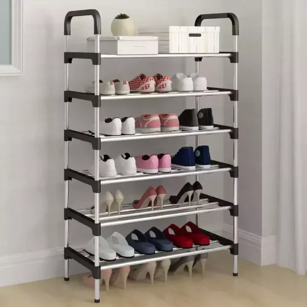 6 Layer shoe rack Tier Colored stainless steel Stackable shoe rack organizer - Image 2