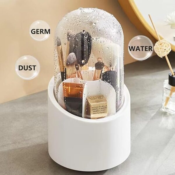 Makeup Brush holder with Transparent lid, Rotating Makeup organizers - Image 7