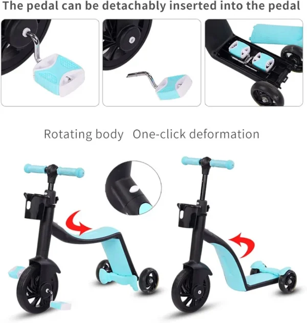 Kids Scooty, Three-in-one, 1 to 6 Years Old, Multifunctional Balance Scooter, Tricycle, 3 wheels scooter, Sit Or Ride Scooty. - Image 2
