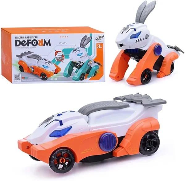 Rabbit Deformation Car Bump and Go, with LED Light and Music, 2 in 1 Automatic Rabbit Deformation Car Toy For Kids.