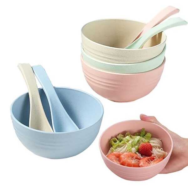 Pack of 4 - Kids Plastic Feeding Bowl with Spoon - For Toddlers - infants - Traveling - Printed & Plain - Image 2