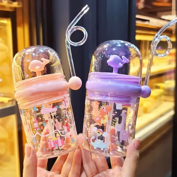 Water bottle Infant Cup with Straw Water, Whale Spray sippy Cup Portable Toddler Cups Summer Water Cup - Image 2