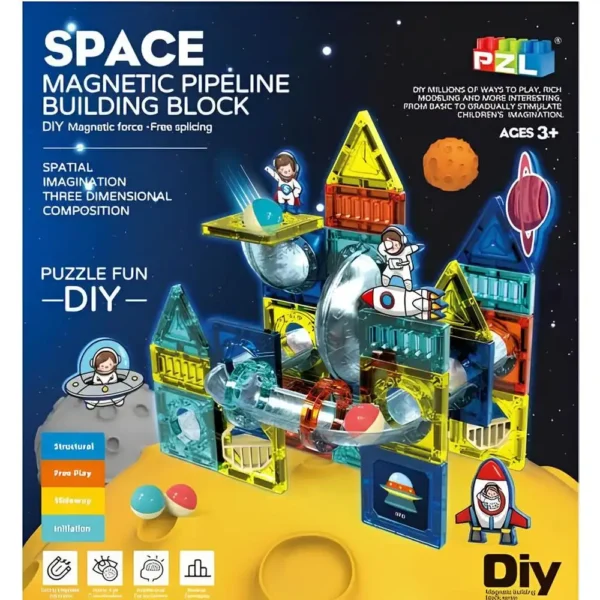 68 Pcs Space Magnetic Pipeline Building Blocks