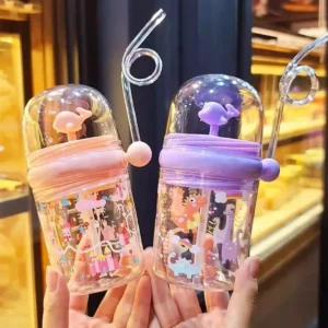 Water bottle Infant Cup with Straw Water, Whale Spray sippy Cup Portable Toddler Cups Summer Water Cup