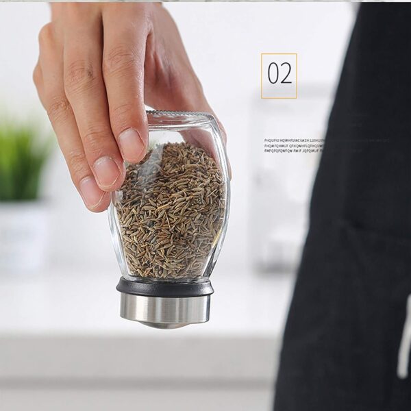 Rotating 6 Bottles Spice Rack Glass Material - Image 4