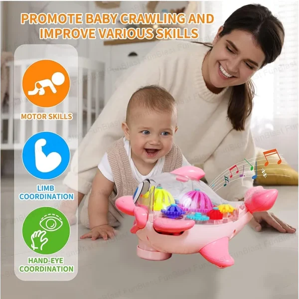 Transparent Gear Dolphin Toy with Flashing Lights and Music, 360 Degree Rotating Transparent Dolphin Toy for 3+ Years Kids. - Image 4