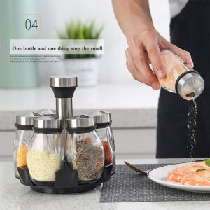 Rotating 6 Bottles Spice Rack Glass Material