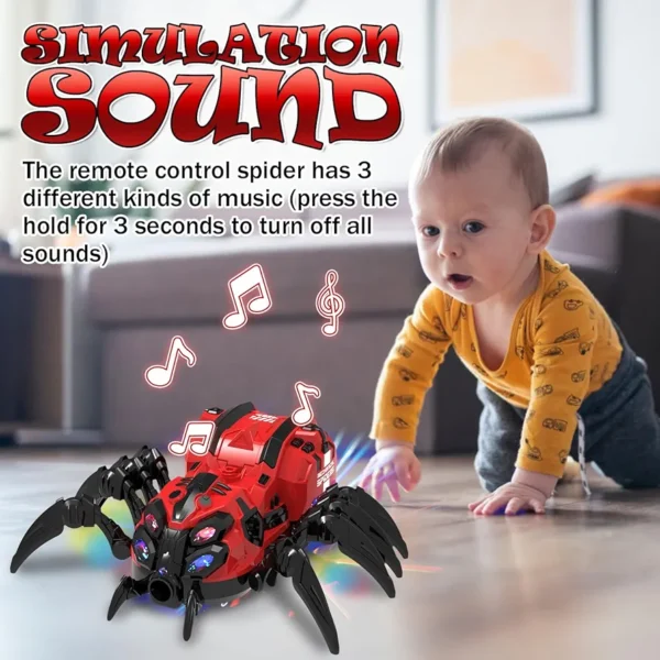 Remote Control Spider Toy, Robot Spider, Spider Stunt Robot with Spray, Lights, Music, for Boys and Girls. - Image 3