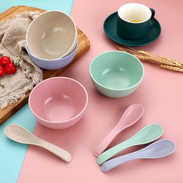 Pack of 4 - Kids Plastic Feeding Bowl with Spoon - For Toddlers - infants - Traveling - Printed & Plain - Image 4