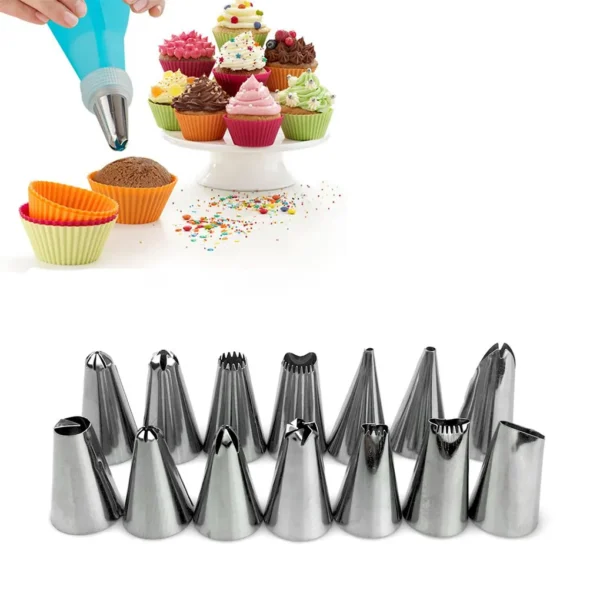 Cake Decorating Tips Set Icing Piping Cream Pastry Bag Stainless Steel Nozzle Pastry Tips Converter Cake Decorating Tools - Image 2