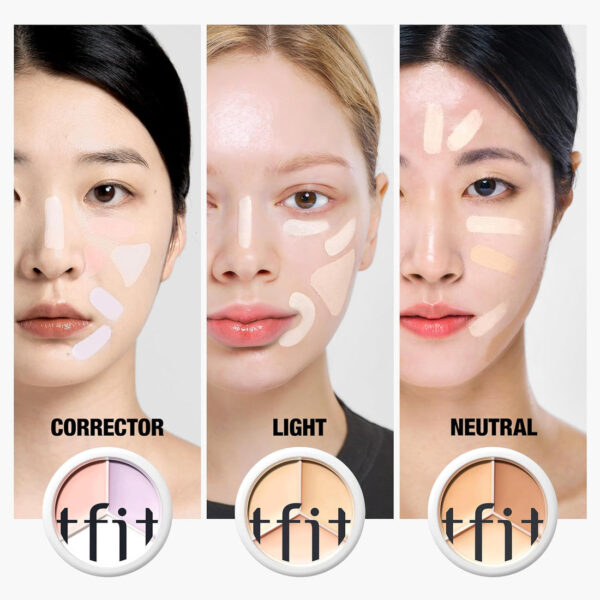 TFIT Cover Up Pro Concealer Palette, 3-in-1 Full Coverage Color Correcting Concealer. - Image 6