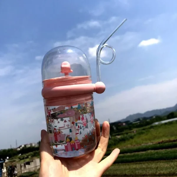 Water bottle Infant Cup with Straw Water, Whale Spray sippy Cup Portable Toddler Cups Summer Water Cup - Image 4