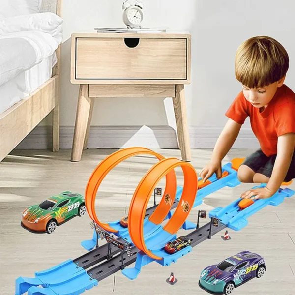 Ejection Double Tracking Set, Circuit Speedway Playset, High-Speed Powered Loop, Double Tracking Car For kids. - Image 4