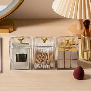Mini Acrylic Glow Box Cotton Bud Jewelry Cosmetics Storage Box