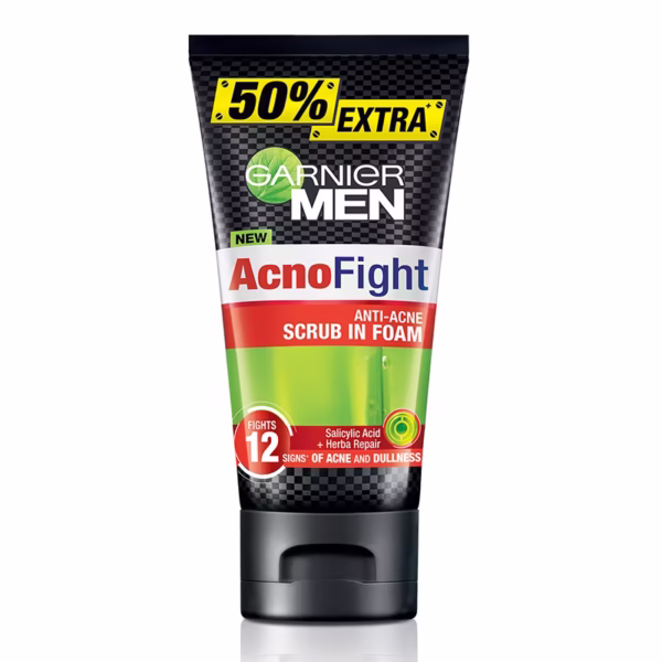 Garnier Men Acno Fight Anti Acne 12 In 1 Scrub Foam 100 ml.
