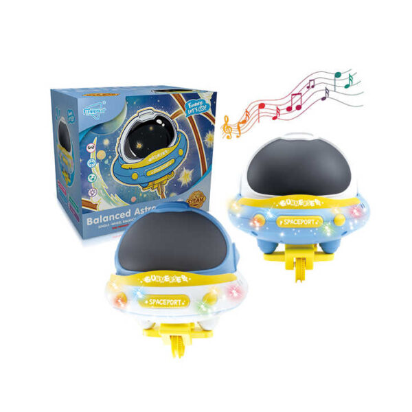 Electric Unicycle Tightrope Walking Sound Light Tumbler Toy, Balance Astronaut Track Car for Kids.
