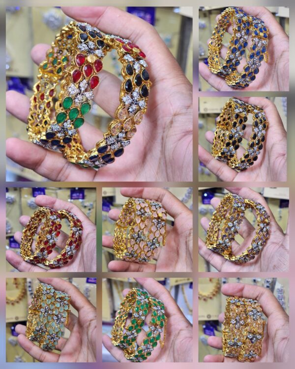 Casting Made Zircon Stones Openable bangles Set Exclusive By Unique Fancy Jewellery For Women.