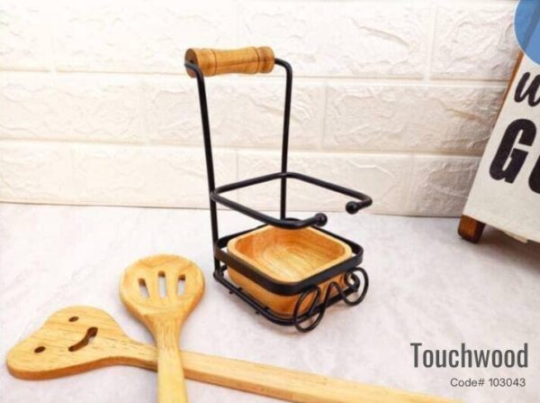 Touchwood Spoon Rest Wood Based Upright Utensil Holder, Modern, Kitchen Decor, Code 103043.