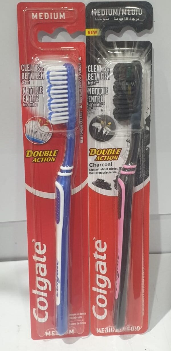 Colgate Double Action Charcoal Medium Toothbrush 1 pc, Colgate double action tooth Brush 1 pc.. - Image 2