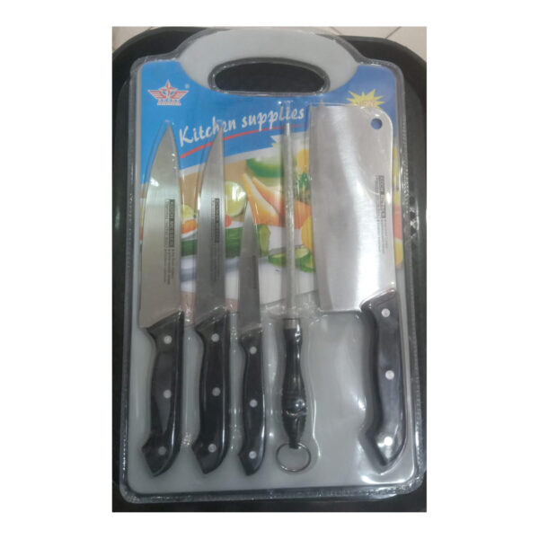 Kitchen Knife Set with toka, knife sharpener, and cutting board 5 pcs set - Image 2