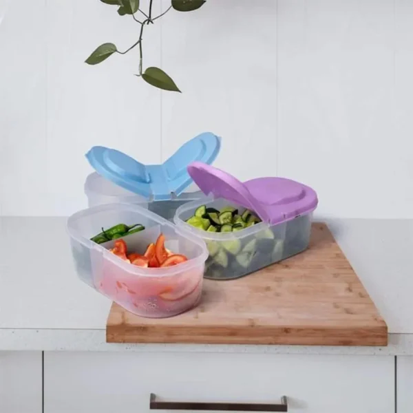 Splash Clear Double Compartment With Lid Food And Fruit Sealing Jar Multifunctional Kitchen Refrigerator Plastic Storage Storage Box: - Image 6