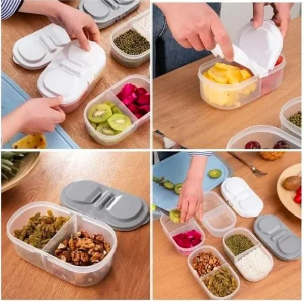 Splash Clear Double Compartment With Lid Food And Fruit Sealing Jar Multifunctional Kitchen Refrigerator Plastic Storage Storage Box: