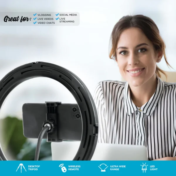 Selfie Ring Light kit with Clamp Mount, Dimmable LED Ring Light - Image 5