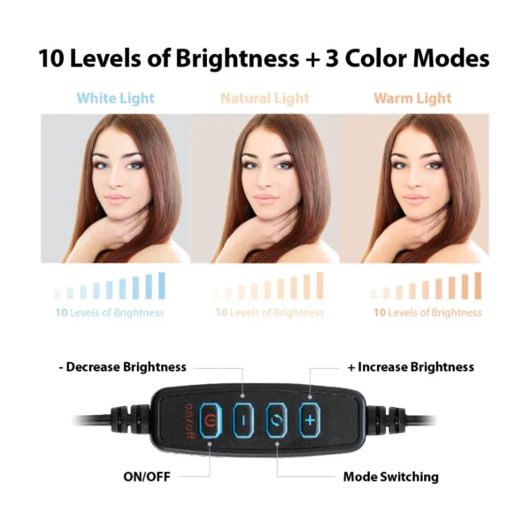 Selfie Ring Light kit with Clamp Mount, Dimmable LED Ring Light - Image 6