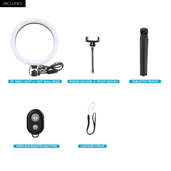 Selfie Ring Light kit with Clamp Mount, Dimmable LED Ring Light - Image 7