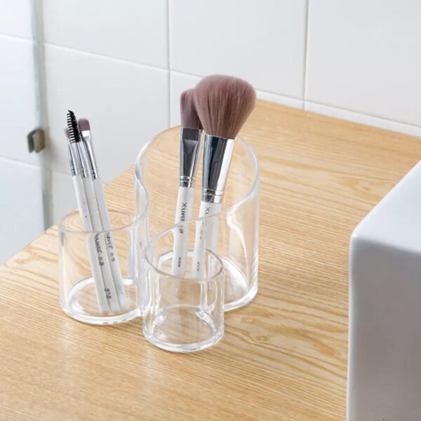 Acrylic 3 Compartment Cosmetic Brush Holder - Image 2
