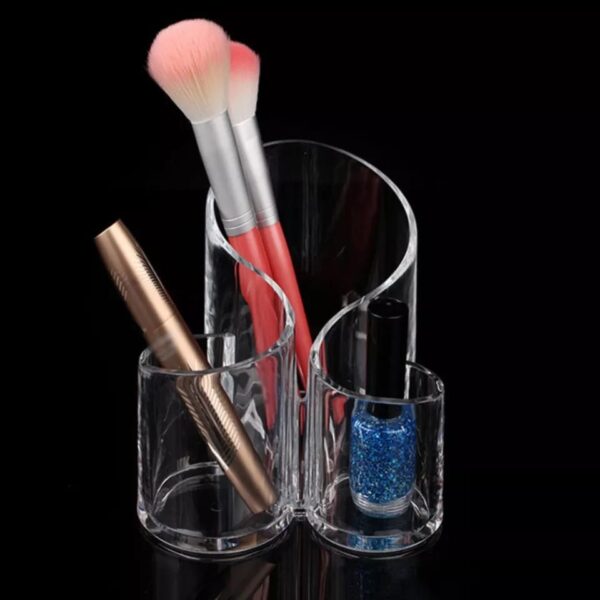 Acrylic 3 Compartment Cosmetic Brush Holder - Image 5