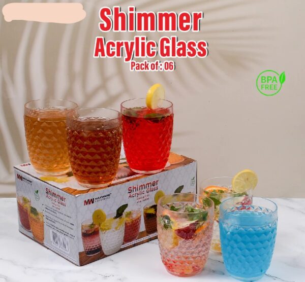 Shimmer Acrylic Glass (Pack of # 06 )