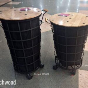 Touchwood METAL LAUNDRY BASKET WOOD TOP WHEEL (LARGE), (Item: code 123021)