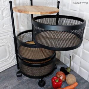 Touchwood METAL ONION BASKET WOODEN TOP 3-STEPS (HEAVY) code 111188