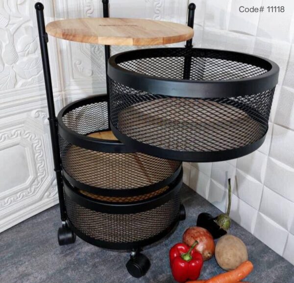 Touchwood METAL ONION BASKET WOODEN TOP 3-STEPS (HEAVY) code 111188