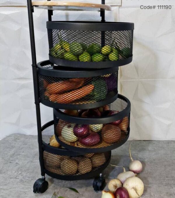 Touchwood METAL ONION BASKET WOODEN TOP 4-STEPS (HEAVY) code 111190